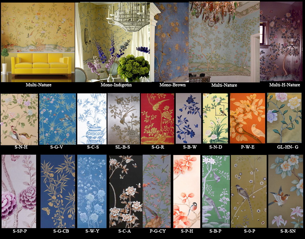 hand painted wallpaper chinoiserie wallpaper silk wallpaper
